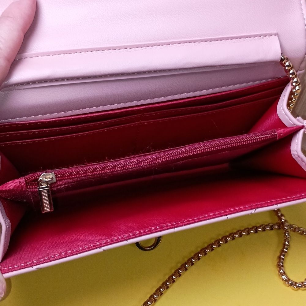 Womens Quilted Crossbody Bag Pink Classic Spring Purse - Picture 4 of 11